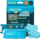 Cliganic Mosquito Repelent Pack (2 Zapestnice + 4 Ponovno polnjenje Pellets) - Nastavljiv, naravni DEET-free, Essential Oil Infused
