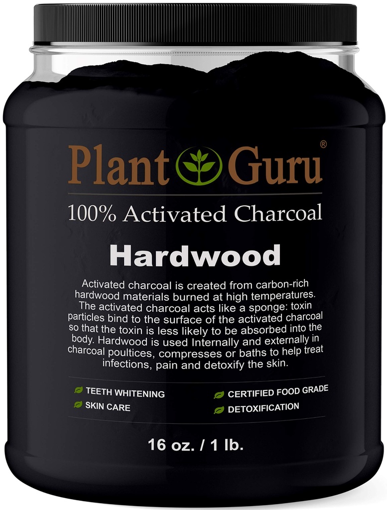 Aktiviran Charcoal v prahu razsutem stanju - 1 lb. Jar - Hardwood - Hrana Stopnja Kosher Non-GMO - Beljenje zob, Maska obraza in milo. Spodbuja naravno razstrupljanje in pomaga pri razkuževanju