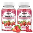 Vitamin B12 Complex Gumies - 5000 μg Metilkobalamin z železom, vitaminom C, D3 & Folat, energijska podpora in presnova, Imunski, B-12 Žvečljivi dodatek za moške in ženske, Jagodna aroma, 2 paket
