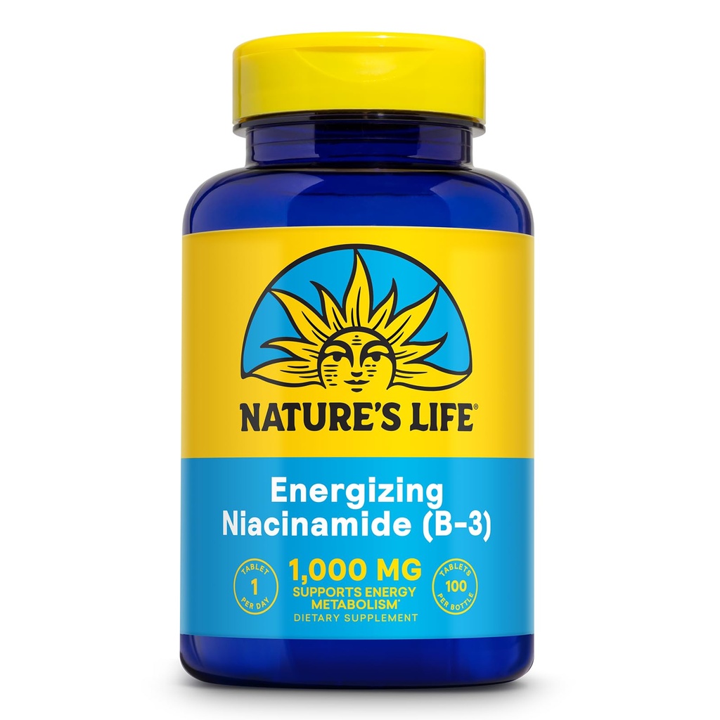 Niacinamid, vitamin B3 1000mg - visoka jakost, brez Flush Niacin dodatek - Živčna funkcija, energijska in metabolična podpora - 60-dnevna garancija - 100 Serving, 100 tablet