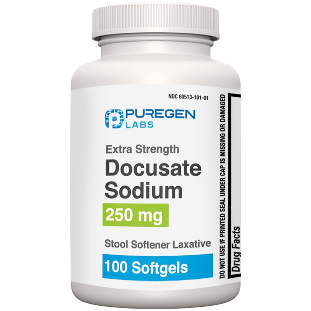 Puregen Labs Docusate Natrij 250mg Stool Mehčalo Odvajalo 