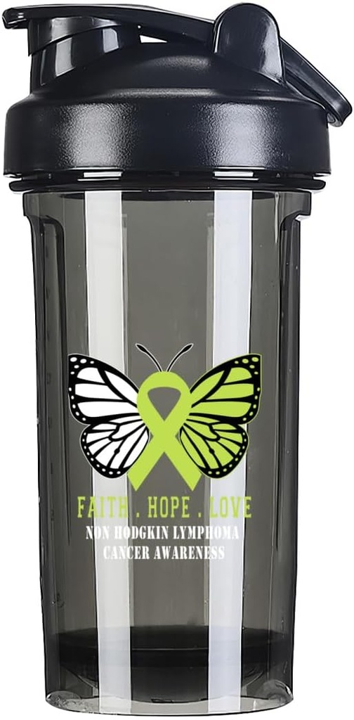 Butterfly ne- Hodgkin limfom Zavedanje o raku 18 Ounce Shaker plastenka Drink Mešalnik Pred vdelavo Protein Shake Meal zamenjava stresa steklenice 500ML/18 Oz Black&-3&-3&-3