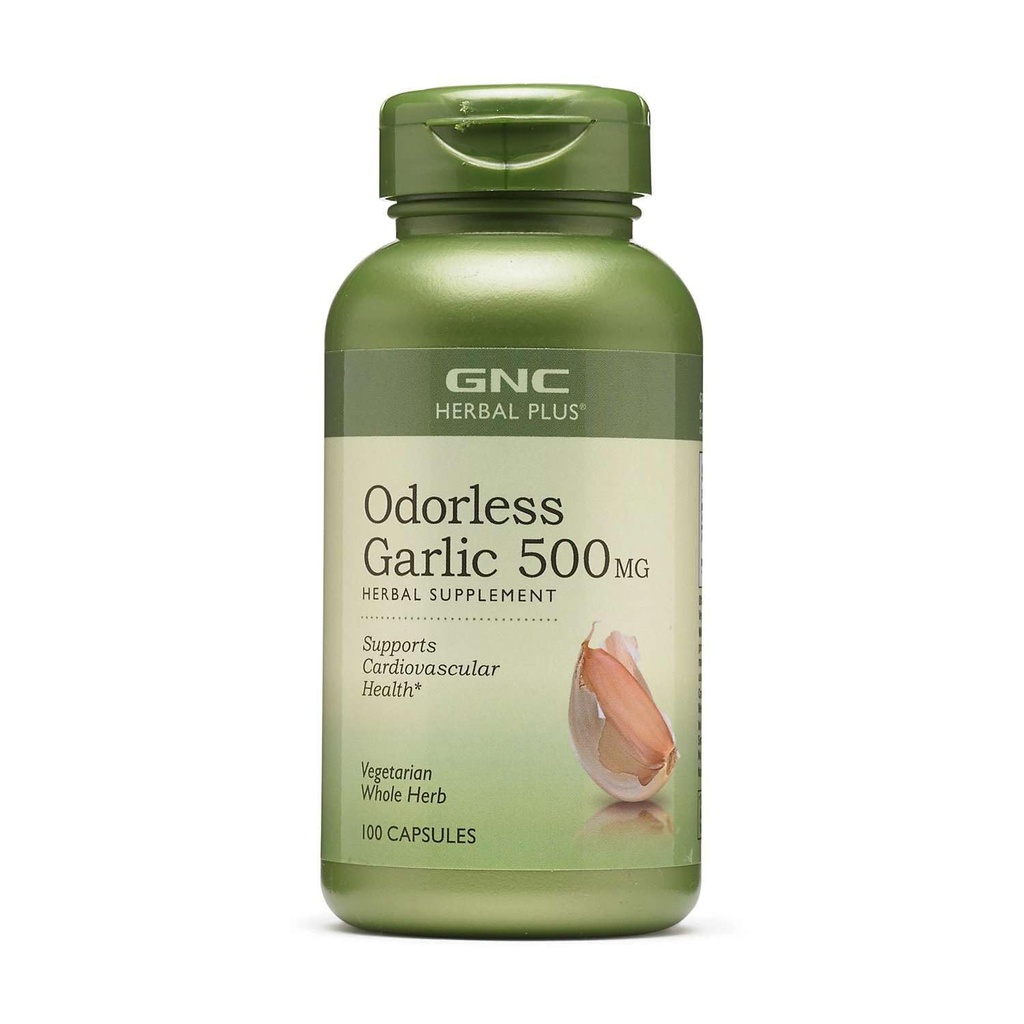 GNC Zeliščni Plus Obdorless česen 500mg dodatek, vegetarijanec, Podpira kardiovaskularno zdravje, 100 Serving