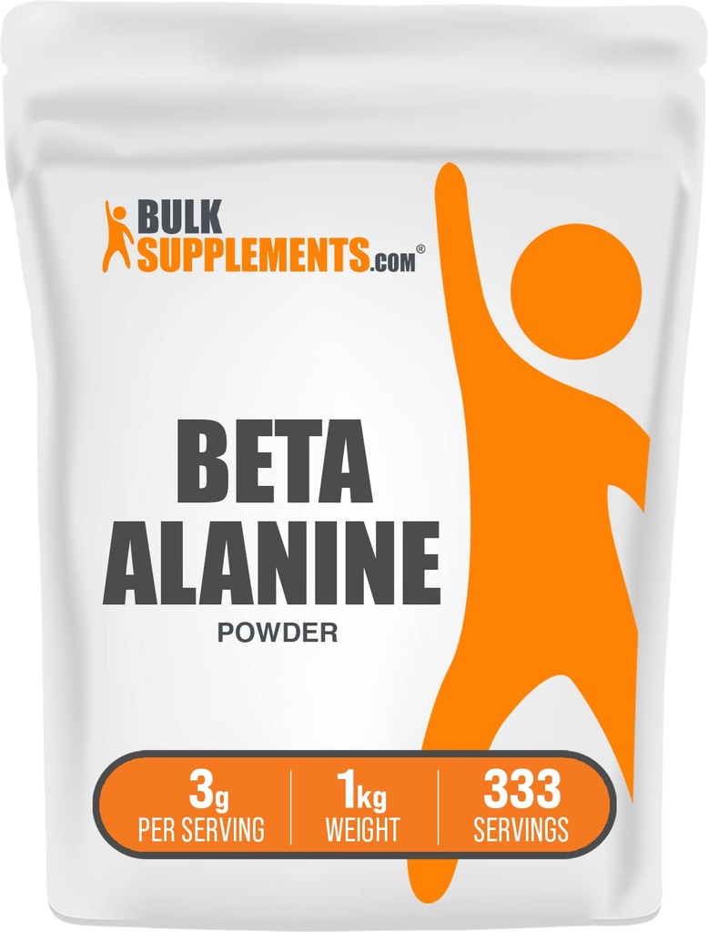 BulkSupplements.com Beta Alanine Powder - Beta-Alanin dodatek, Pred-workout dodatek - Unflavored & Gluten Free, 3g na Serving, 1kg (2,2 lbs) (Pack of 1)