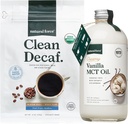 Naravne sile Ekološka čista kava brez kofeina + kremna mešanica olja Vanilla MCT – aromatizirana krema MCT & Mold & Mycotoksin Free Coffee – ne-GMO, Keto, Paleo in Vegan - 12 Oz Bag in 16 Oz Steklena steklenica