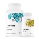 THORNE - Essential Vitamins Bundle: Vitamin C & D-5000 Complex - Immune, Bone Health, and Energy Support - 60 to 90 Servings