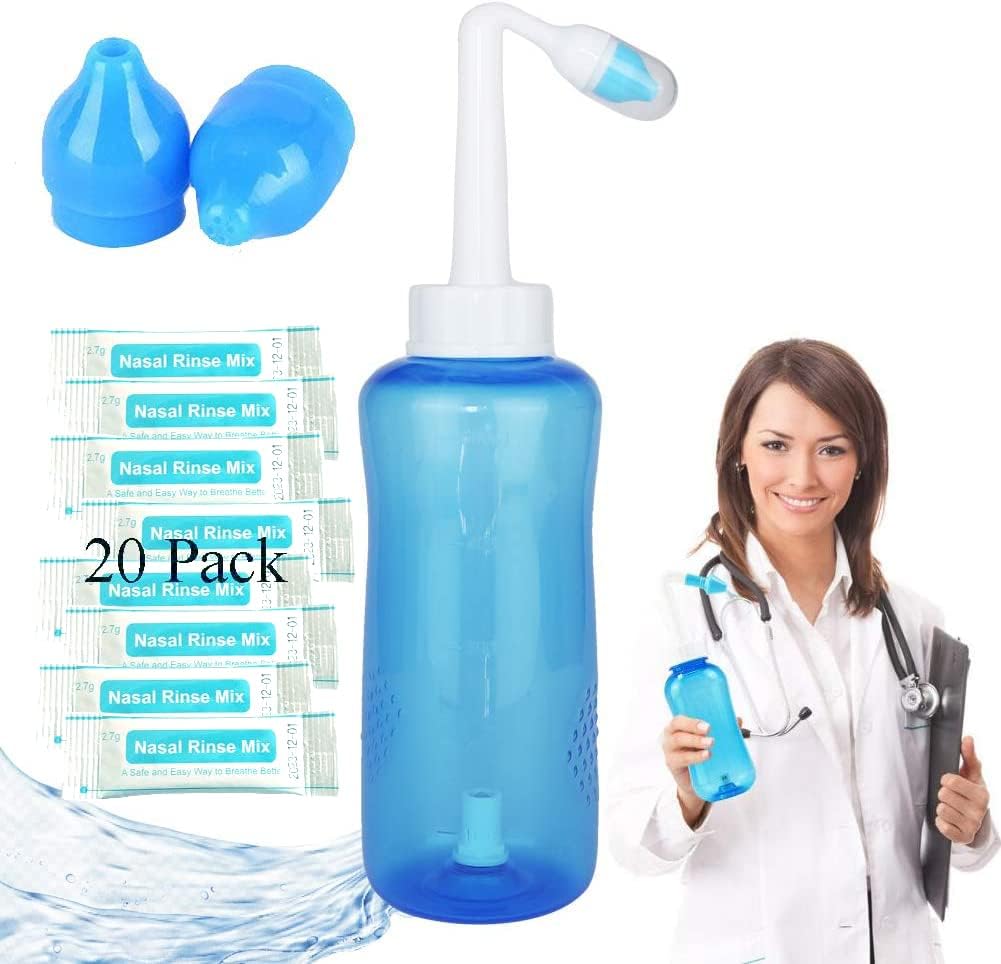 Steklenica za pranje nosa, Sinus Rinse Steklenica Čiščenje nos 300ml Nazal Pranje Steklenica Pot naprava Nazal namakanje nos - Nose nego in vlaženje za odrasle in otroka (1)