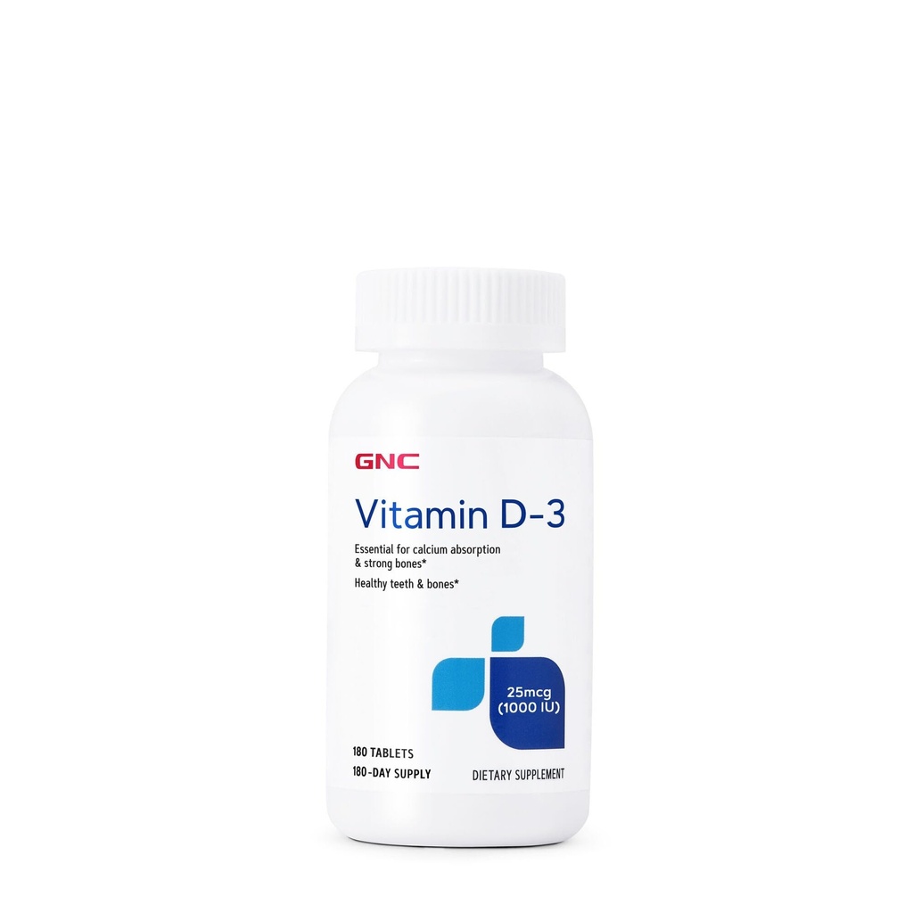 GNC vitamin D-3 25mcg, podpira zdrave zobe in kosti, 180 tablet