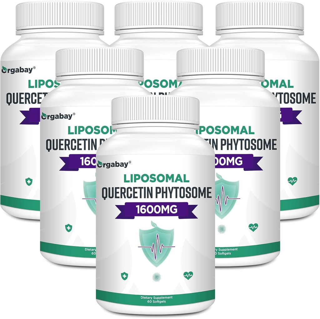 Orgabay liposomal Quercetin Phytosome 1600 mg,bromelain 200mg,Zinc 30mg,Vitamin C Kurkuma 40 mg, Največja absorpcija,Quercetin Complex, 360 Mehkužci