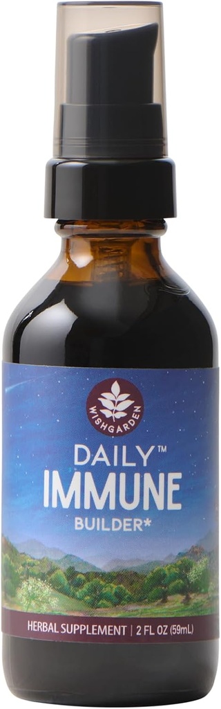 WishGarden Herbs Daily Immune Builder with Black Elderberry & Astragalus - Daily Immune Support Formula za odrasle, Herbal Immune System Booster with Elderberries, 2oz
