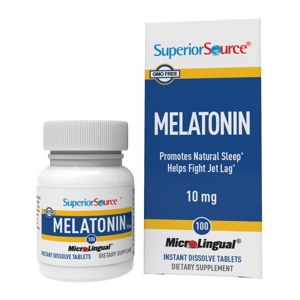 Superior Source Melatonin 10 mg - Healthy Sleep Support Supplement za odrasle - Melatonin Formula s kamiličnimi pripomočki Sprostitev in miren spanec - 100 Podjezičnih raztopitev tablete