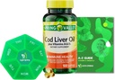 Spring Valley Cod Jetrno olje Plus Vitamini A & D3, 100 mehkih gelov, podporna funkcija oči in zdravo, paket z vitamini in minerali Ligth&Spring vodnik