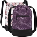 [2-Pack] Flex Cinch Drawstring Gym Bag for Women with Graphic Designs | Durable Lightweight Gym Cinch Bags | Great for Gym Bag, Traveling, and Overnights