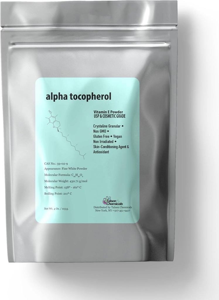 Alfa Tokoferil acetat Vitamin E Prašek za nego kože DIY kozmetična stopnja 700 i.e. acetat prašek (4 Ounce / 113 Gram)