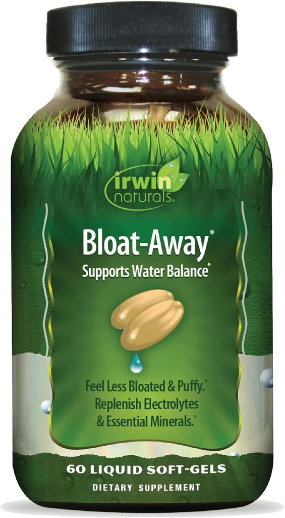Irwin Naturals Bloat-Away - 60 Tekoči softgels - podpora za ravnovesje vode - Replenish Elektrolitis & Essential Minerals