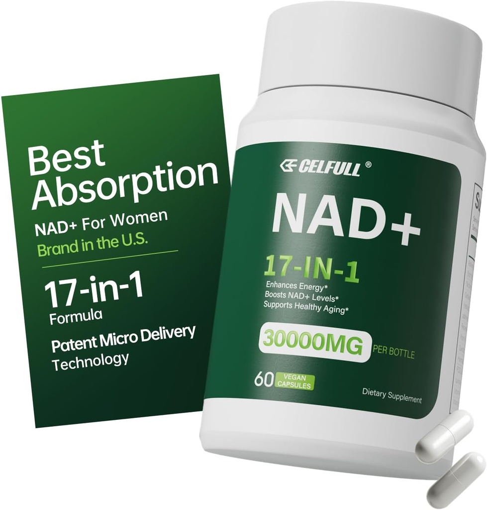 CELULL NAD dodatek za ženske NMN alternativni resveratrol, nikotinamid ribozid,Quercetin-NAD+ Spodbujanje proti staranju celične energije &Stamina-30000mg/steklenica