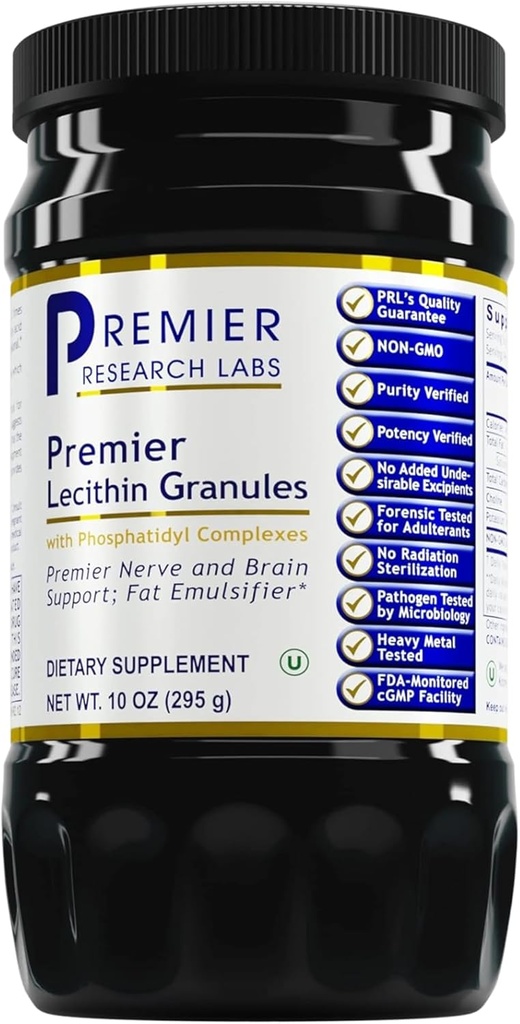 Premier raziskave Labs Lecithin Granule - Soy Lecithin Granule, Lecithin dodatek, Lecithin za peko, Non GSO, Hrana Stopnja Fosfolipid za možgane in živec podporo - 10 oz