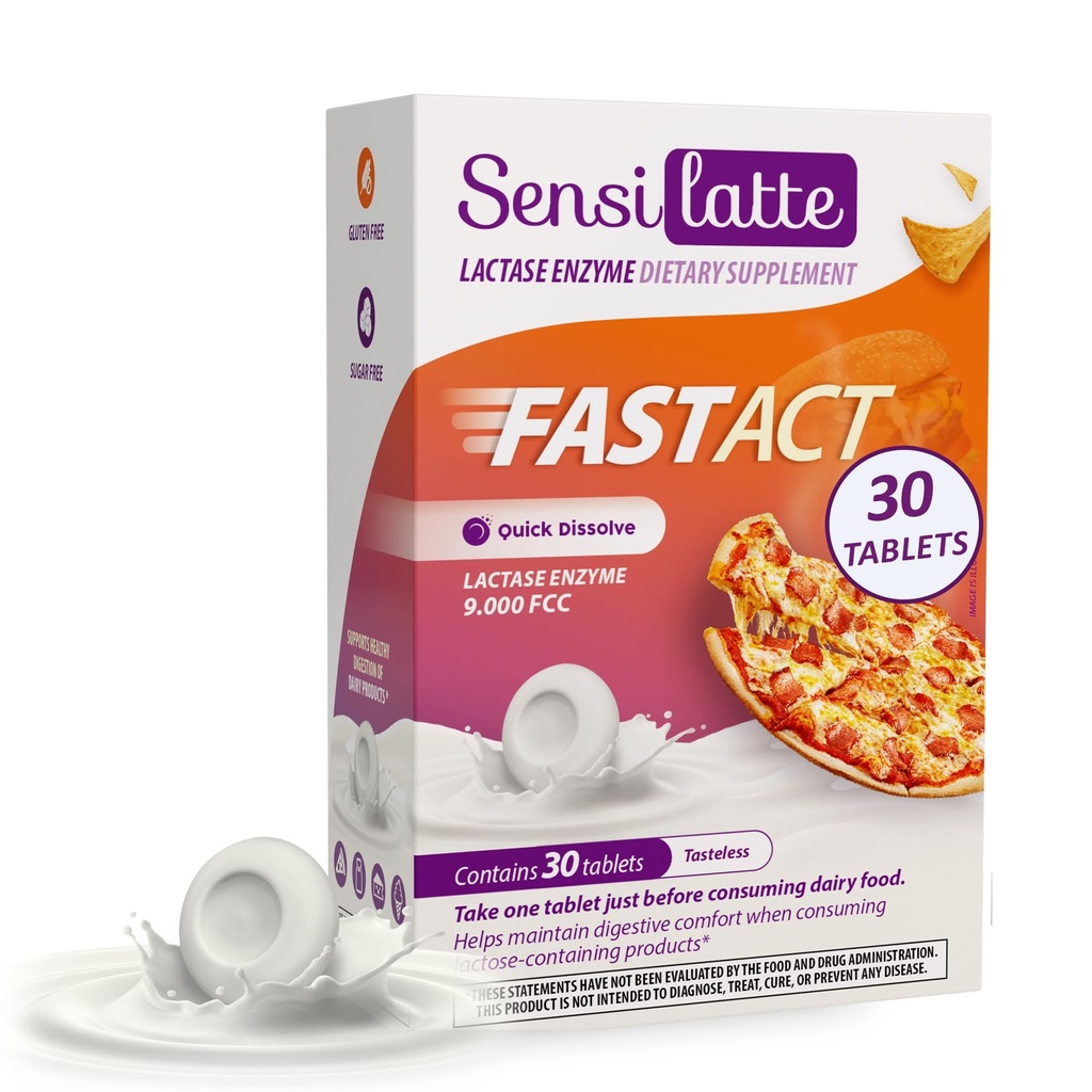 Laktaze Enzyme 30 tablet Brez arome - 9.000 FCC - Sensilette – Hitra raztapljanje – Pomaga pri prebavnem udobju – Prati Donaduzzi