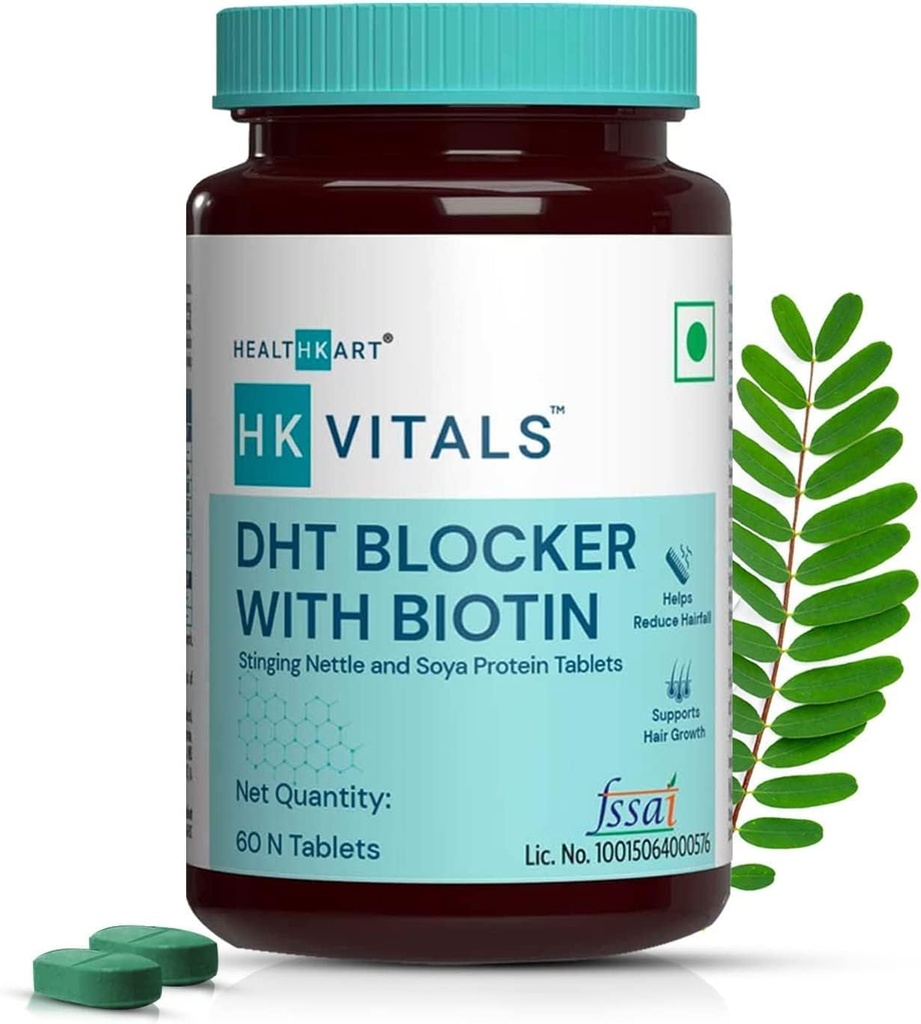 QURA DHT bloker z Biotin, Sting Nettle in beljakovine SOYA, pomaga zmanjšati padec las, spodbuja rast las, paket 60 tablet