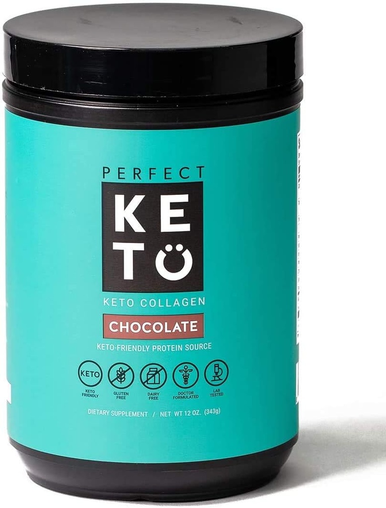 Perfect Keto Collagen Protein Powder z MCT oljem - Grassfed, GF, Multi Supplement, Najboljši za ketogenske diete, Uporabite kot Keto Creamer, v kavo in stresa za ženske in moške