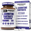 Benevolent L Carnitine Supplement - Visoka moč 1500mg L-karnitin Tartrat - hitro absorbiranje, Pretvarjanje maščobe v energijo, podpora Lean Muscle, povečanje vadbe zmogljivosti in Presnova – 120 Veganske kapsule