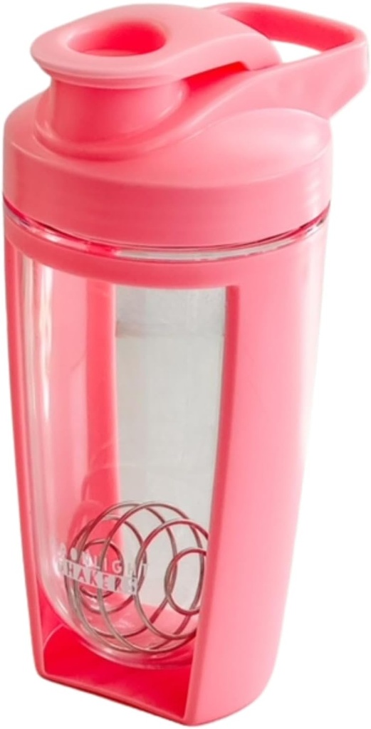 Moonlight Makers Cute 16oz Protein Shaker Steklenica z jekleno kroglico whisk - Odporna, Pomivalni stroj Safe Gym Steklenica, Shaker skodelice za Beljakovinske Shake & Preworkout pijače Mixer Cup, Fitness darila - Roza