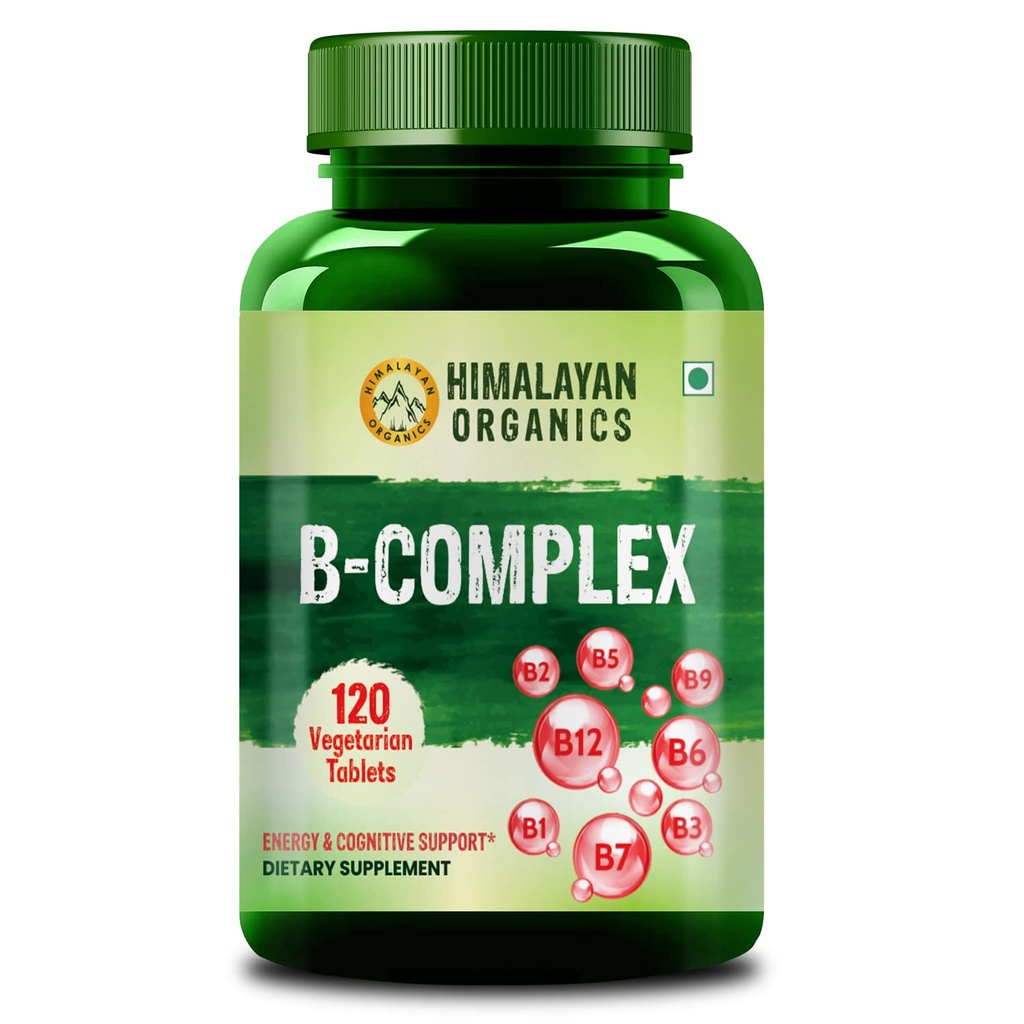 Himalajski organski kompleks Vitamin B s 100% RDA B1, B2, B3, B5, B6, B9 in B12 