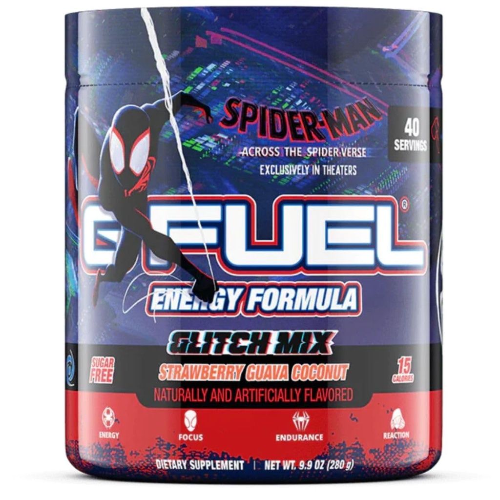 G Gorivo v prahu Spider-Verse Energy Drink, Pre Workout Caffeine Mix for Gaming, Focus Amino, Vitamin + Antioksidanti, 9.9oz (Strawberry Guava Coconut, 40 Servings)