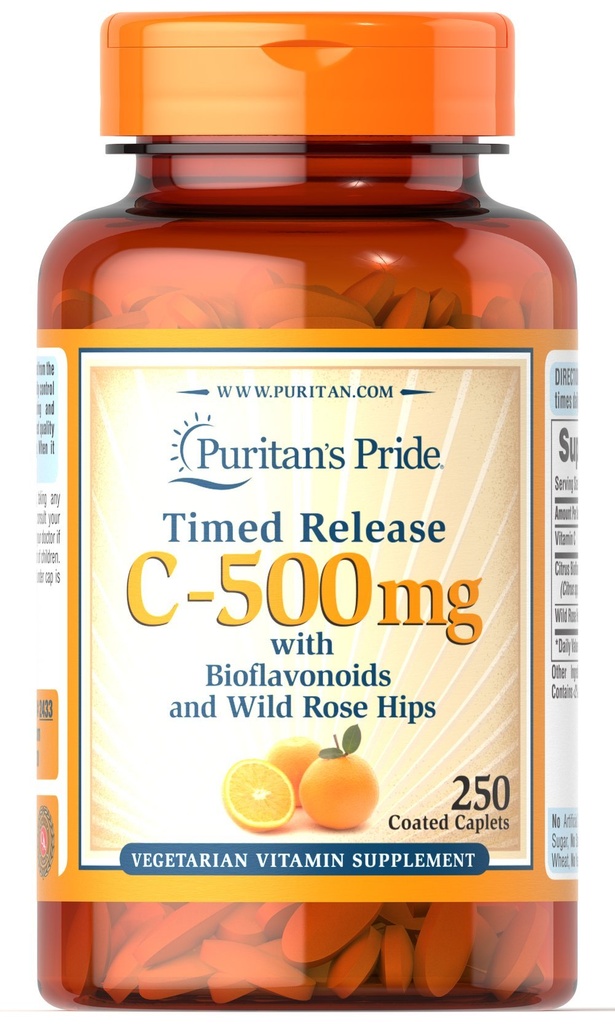 Puritan's Pride Vitamin C 500 mg z Rose HIPS Caplets, 250 Count