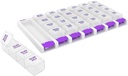 EZY DOSE Weekly (7 Day) 4 krat na dan Push tabletke Organizator in vitaminski načrtovalec, Odstranljive dnevne tablete, Purple, Clear Lids, Majhne