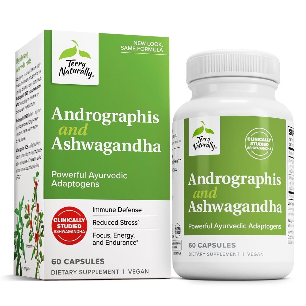 Terry Seveda andrographis in Ashwagandha - Podpora imunskemu sistemu - Podpora Energy & Healthy Stress Response - Energy Support Supplement - 60 kapsul (60 strežb)