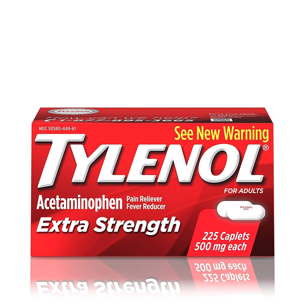 Tylenol Extra Jakost Kapleti s 500 mg acetatfena, Pain Reliever & Fever Reducer, 225 ct