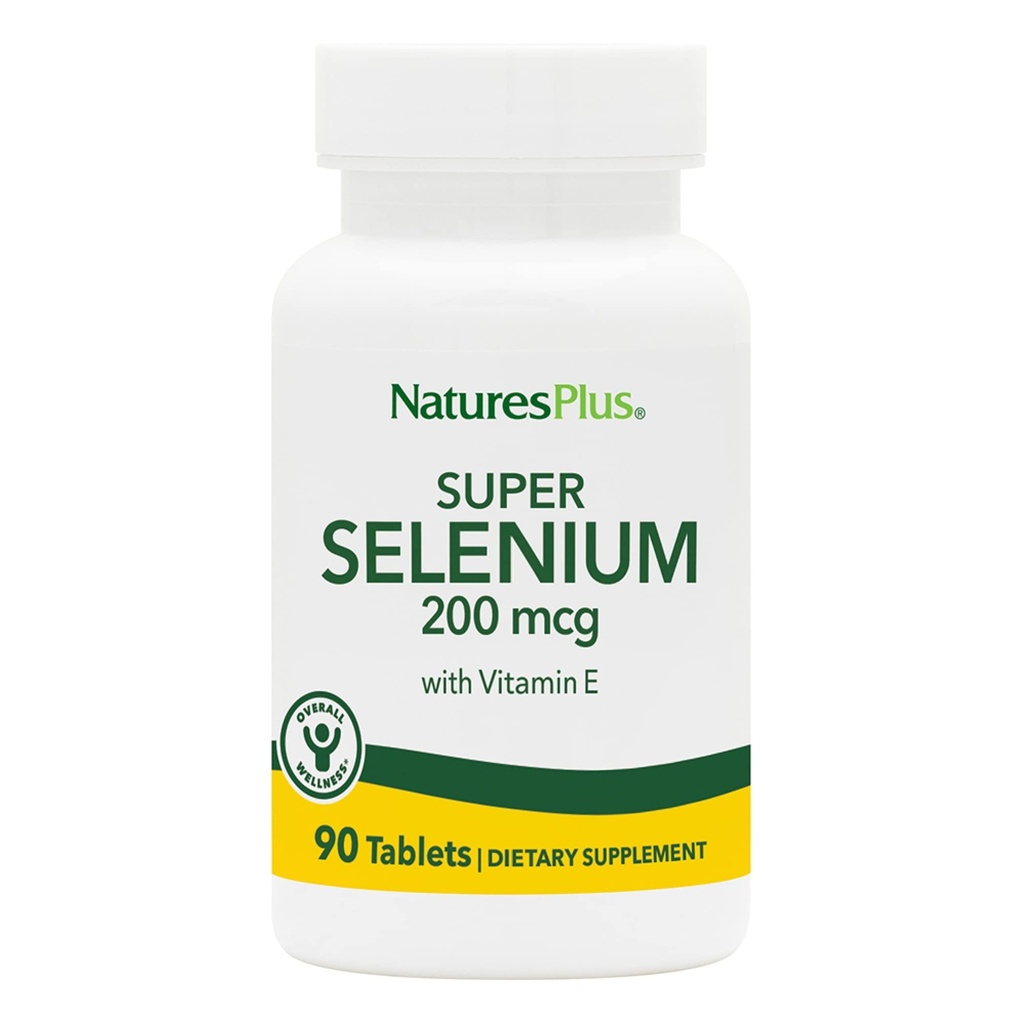 NaturePlus Super Selen kompleks - 200 mcg, 90 Vegetarijanske tablete - Eterična mineralna dopolnila z vitaminom E - spodbuja zdravo ščitnico - Antioksidant - Gluten-free - 90 Servinga