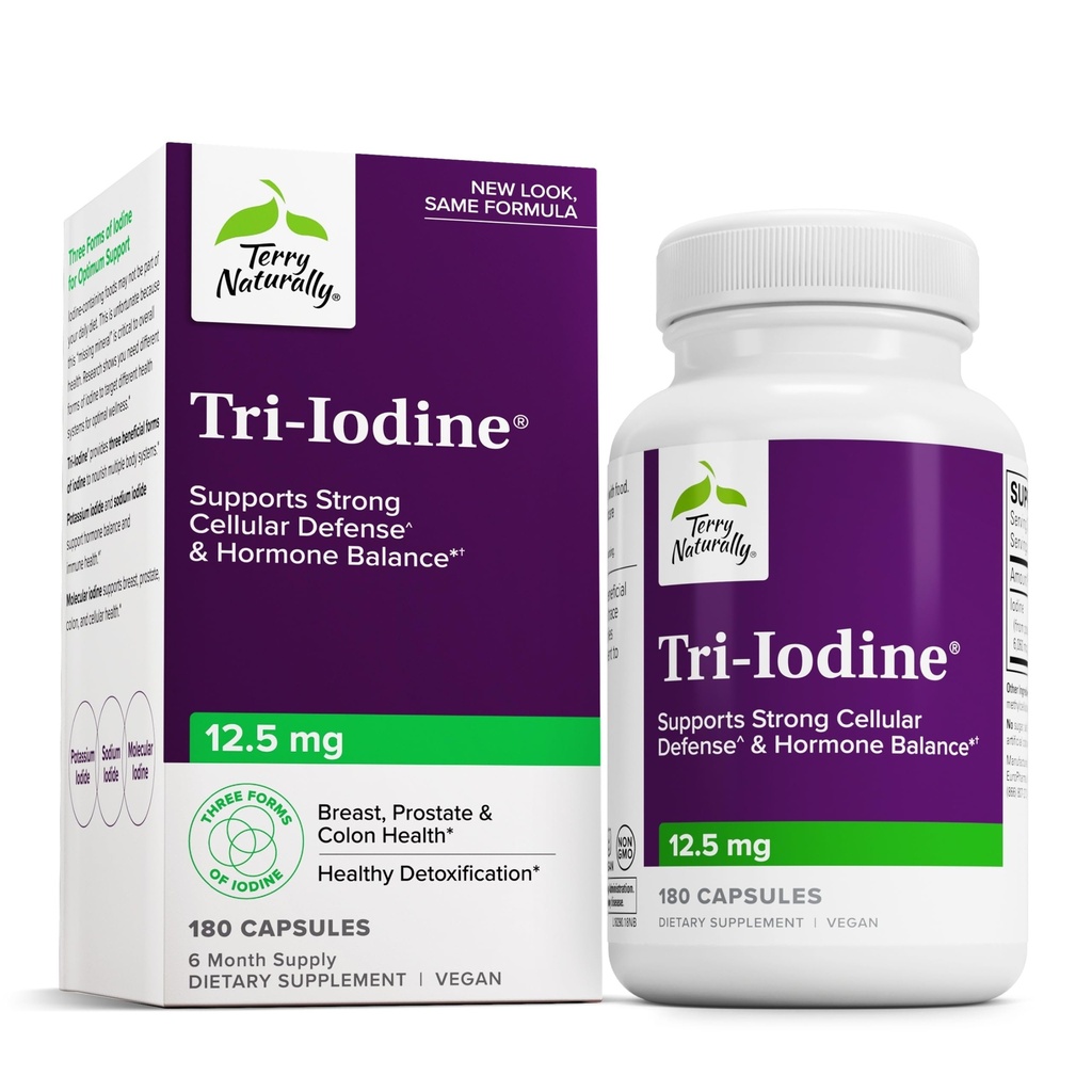 Terry Seveda Tri-Iodine - Podpora Zdravje ščitnice - Aids Hormone Balance z molekularnim jodom iz Kelpa - Lastnosti Kalijev jodid in natrijev jodid - Brain & Energy Support - 12, 5mg, 180 kapsul