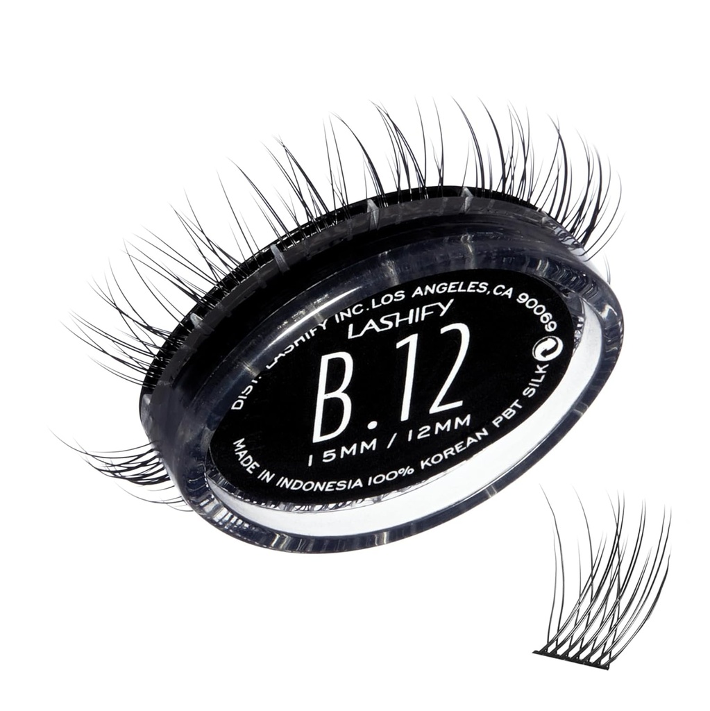 Lashify Bold 12mm Gossamer DIY razširitve trepalnice ponovno polnjenje, črna, enostavno lažne trepalnice za naravni videz