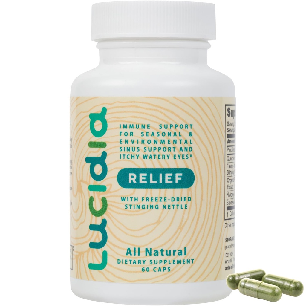 Lucidia Quercetin z NAC, Bromelain, Reishi & Sting Nettle - Imunska podpora & Sezonska Wellness - Practitioner Oblikovano, Ne-Drowsy dodatek, 60 kapsul