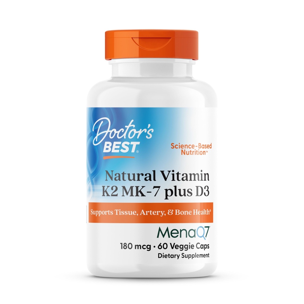 Zdravnikov najboljši naravni vitamin K2 MK-7 Plus D3, podpira tkiva, Arterije, & zdravje kosti, ne-GMO, Gluten brezplačno, soja brezplačno, vegetarijanski 60 Veggie Caps