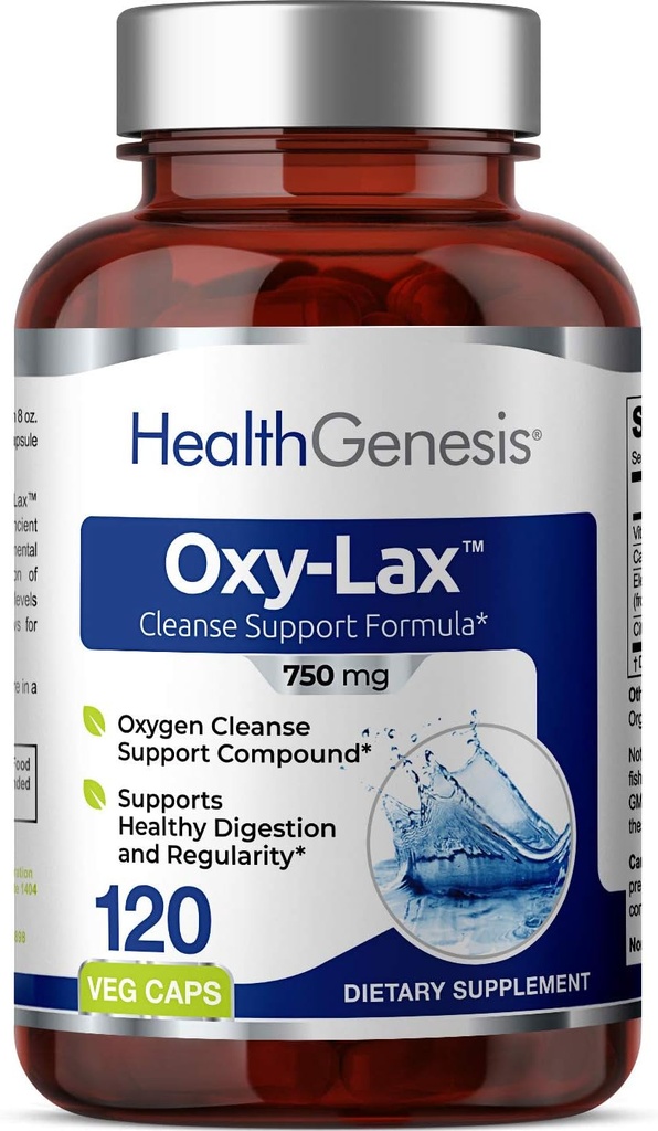 Oxy-Lax 750 mg 120 Vcaps - naravni Magnezijev oksid na osnovi kisika Cleanse Gentle Laxative Podpira zdravo Prebavni trakt Rednost