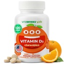 Otroci Vitamin D 1000 i.e. žvečljive tablete - okusna naravna pomarančna aroma - veganska, brez GSO, brez glutena, brez oreškov - prehranska dopolnila za imuno podporo - za otroke - 120 žvečilni izdelki