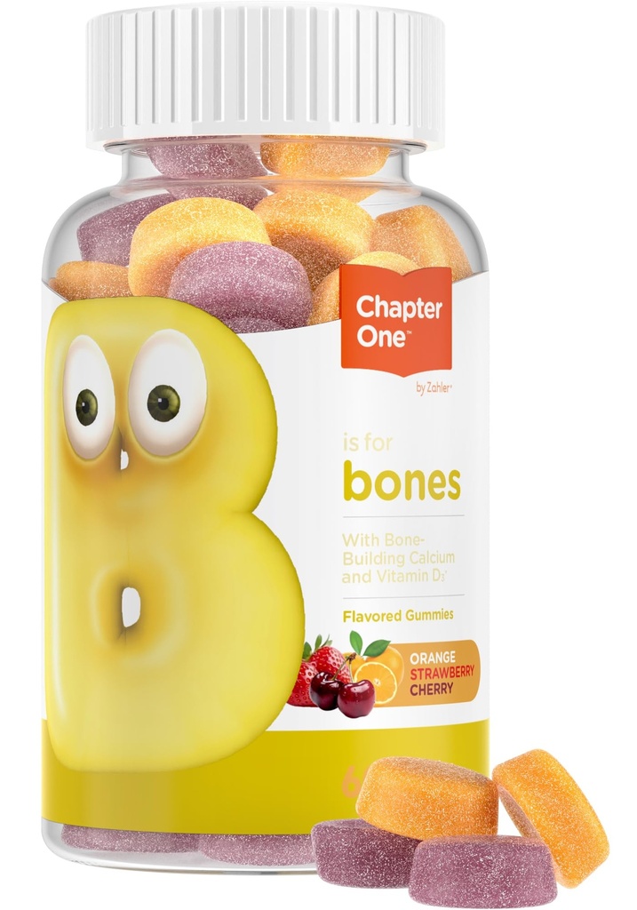 Zahler Yummy otroci kalcijevi gumiji - otroci kalcij vitamin D Gumies - Non-GMO Gluten Free 250mg kalcij dodatek z vitaminom D3 - Podpora močne kosti & zob pri malčkih in otrocih (60 Count)