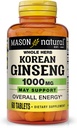 MASON NARAVNA korejska ginseng 1.000 mg, Podpira energijo, vzdržljivost in vitalnost, 60 tablet