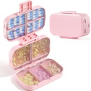 MEACOLIA Triple-Folding tablete Organizator, 9 Kompartments potovalne tablete Primer z veliko kapaciteto, Dnevne tablete Škatla majhne tablete Vsebnik za vitamine, Cod Jetra olje,Dodatki (Pink)