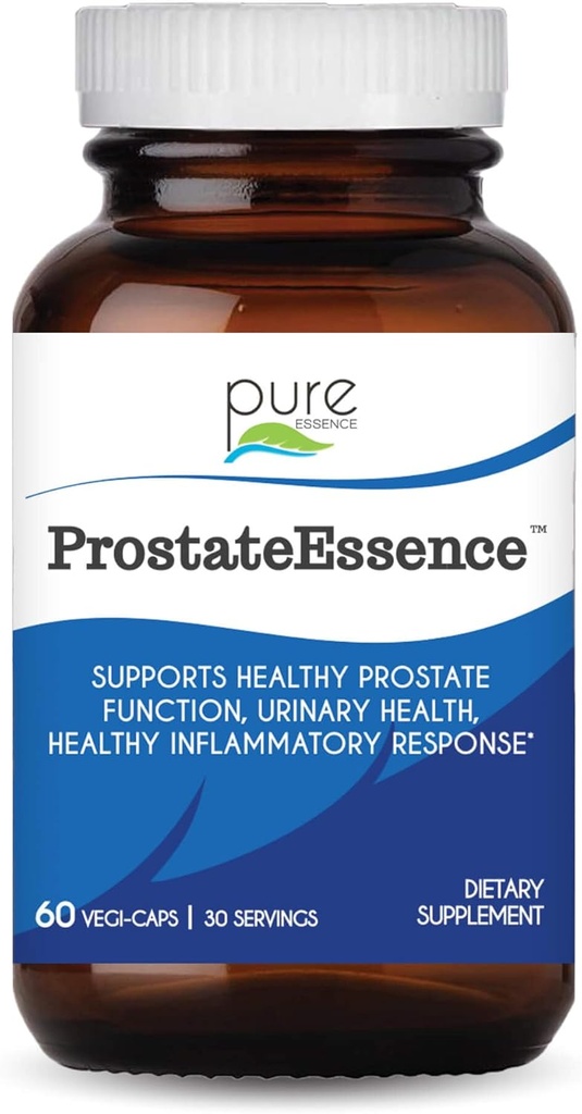 Pure Essence Labs Prostate Essence w/Vitamin D3, Selen, Cinkov dodatek in več - Mens Vitamini in zeliščni dodatek za prostate zdravje w/Beta Sitosterol - 60 Caps za moške