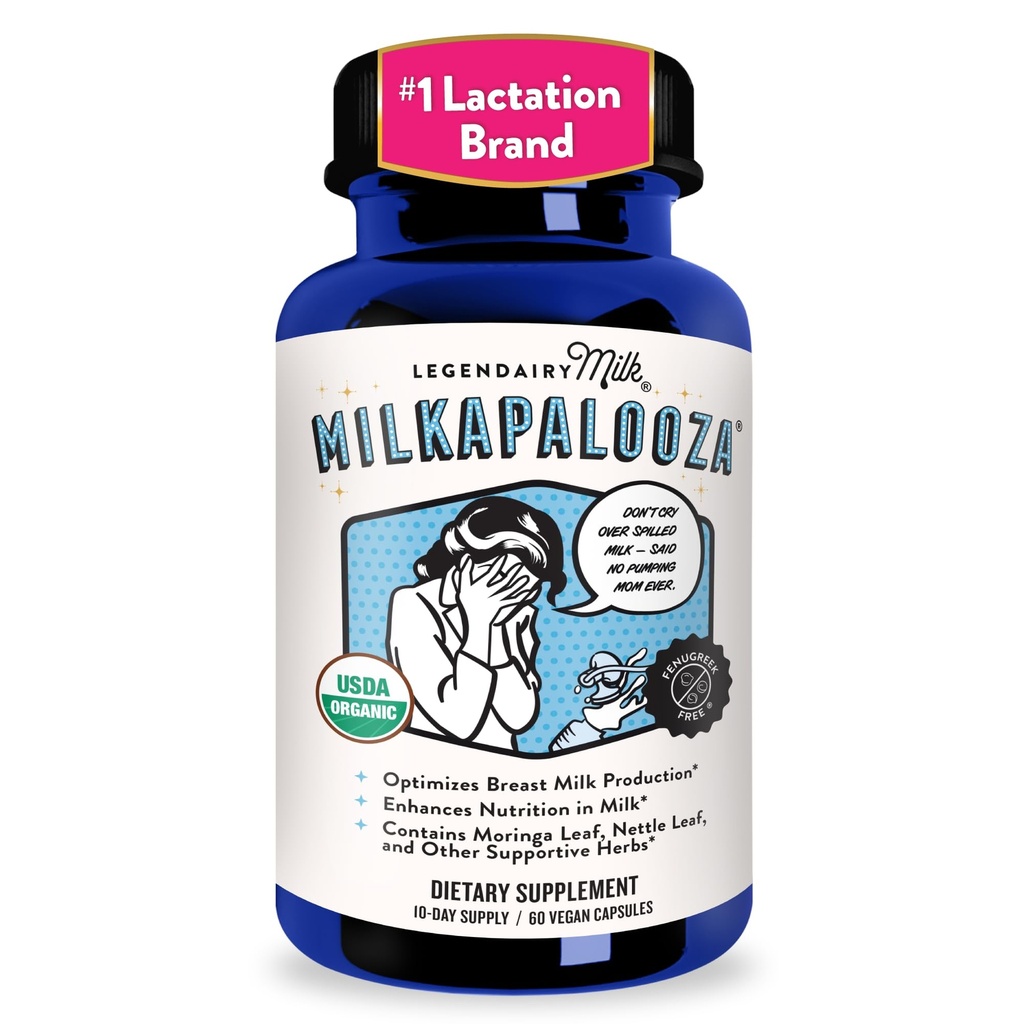 Legendy Mleko Milkapalooza Dojenje Dodatek za dojenje mame, povečanje oskrbo prsi mleko z organsko Moringa, Komarček, Nettle, & Shatavari, Vegan Postpartum Essentials Fenugreek-free 60ct
