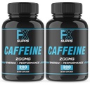 FXSUPPS Kofein 200 mg tablete (2-Pack, 400 kapsul) – hitro delovanje energijska podpora dodatek za moške in ženske 