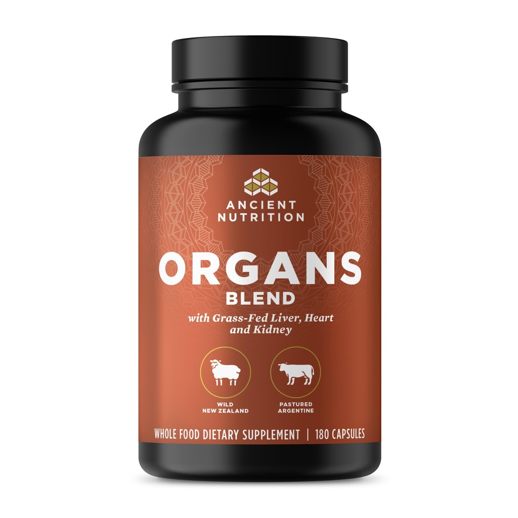 Antična prehrana Organski dodatki, Grass-Fed in Wild Organi kompleksne kapsule, jetra, srce, ledvice podpira organ, kognitivni, in imunski sistem zdravje, 180 Ct
