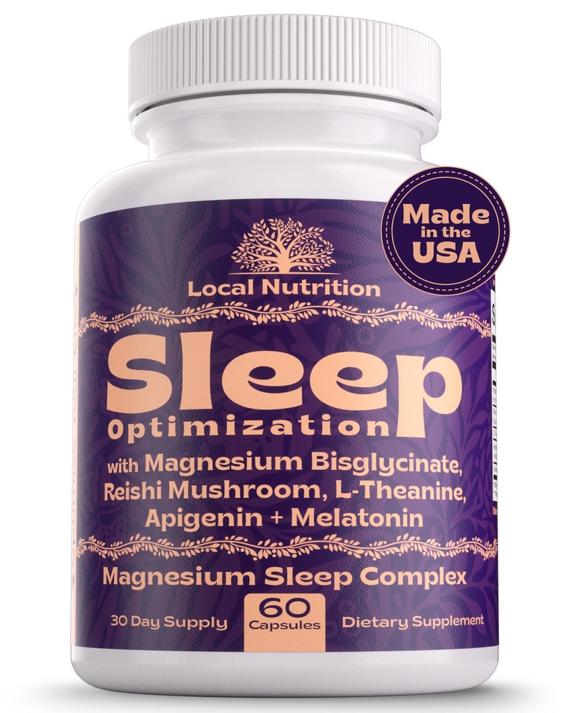 Naravni pomoč pri spanju z Magnezij Glycinate 500mg Reishi Gobe 350mg L-Theanine 300mg Apigenin 50mg Melatonin 3mg - Magnezij Sleep Supplement for Deep Sleep, Sleep Support - 60 Kapsules Made in USA