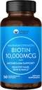 Vitamin World Ultra Mega Biotin 10.000 mcg. 50 Softgels, Vitamin B, Podpira zdrave lase, kožo in nohte, hitro sproščanje, Gluten Free