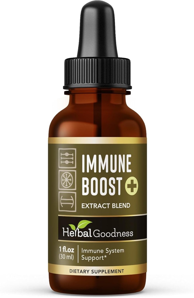 Rastlinska dobrota Imunska podpora Tekočina 1oz – Naravni zeliščni dodatek za imuno in črevesno zdravje, Tekoči vitamini za odrasle in otroke, z Echinacea, Astragalus, in Graviola – 1 steklenica
