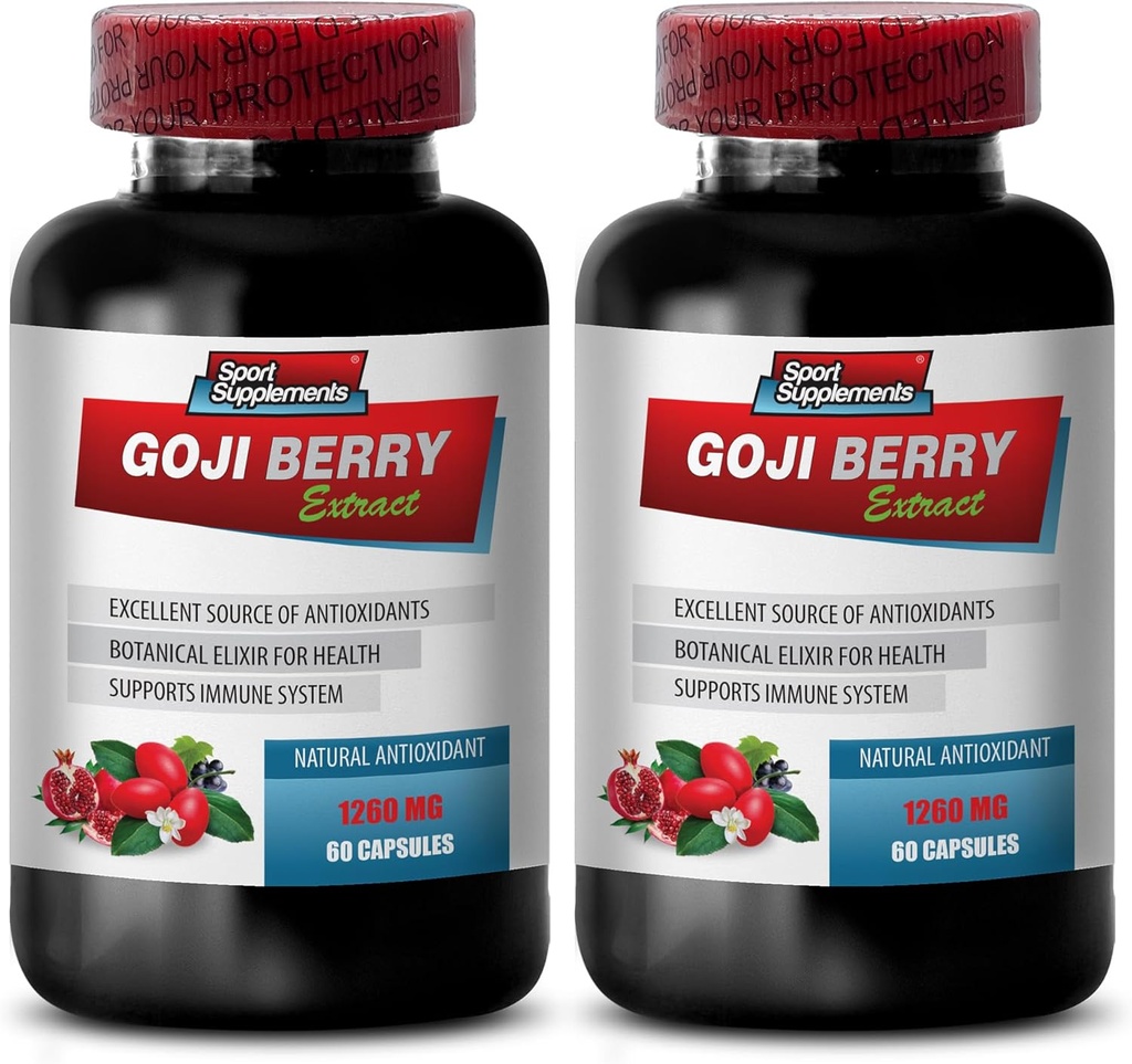 Imunska obramba - Goji Berry Extract Complex - Naravne tablete Vitalnost, Močni antioksidant, Granatni ekstrakt, Body Detox Complex, Holistic Wellness Podpora, Naravna energija Boost, 2 Bot 120 Caps